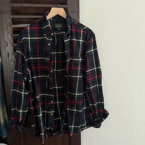 J. Crew Plaid Flannel Shirt - Navy, Green, Red